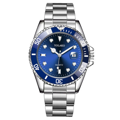 Men Silver Stainless Steel Waterproof Watches