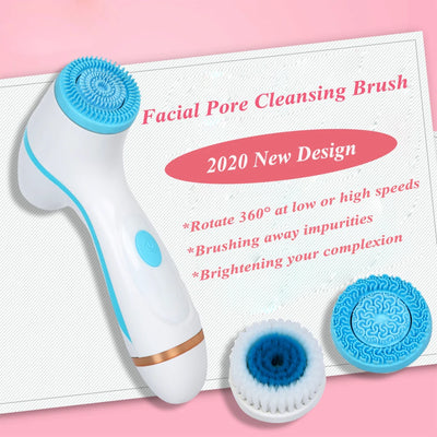 Facial Cleansing Brush Sonic Nu Face Spin Brush Set Galvanica Facial Spa System For Skin Deep Cleaning Remove Blackhead Machine