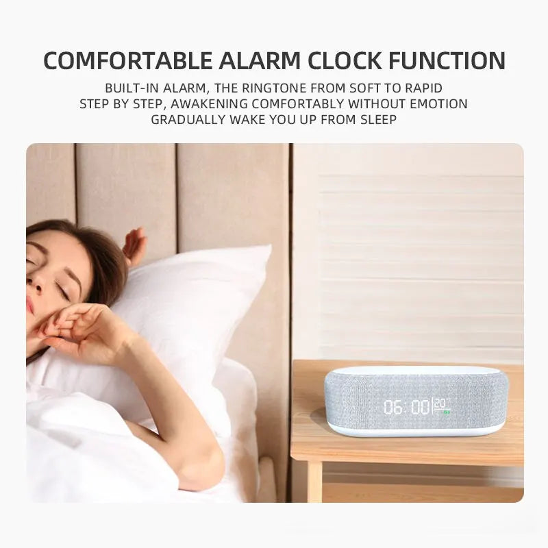 Wireless Charger Alarm Clock Time LED Light Thermometer