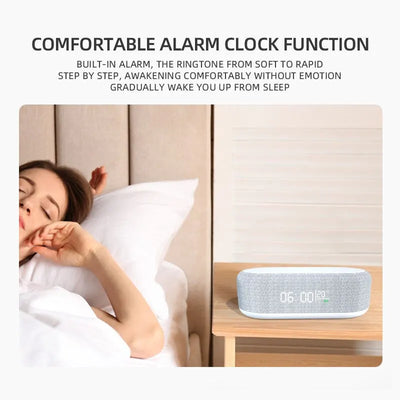 Wireless Charger Alarm Clock Time LED Light Thermometer