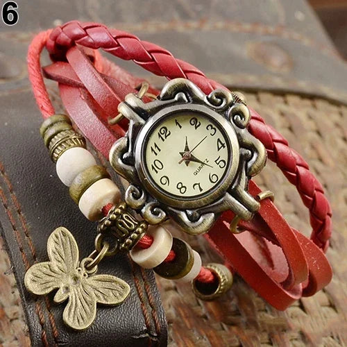 Women's Casual Vintage Multilayer Butterfly Faux Leather