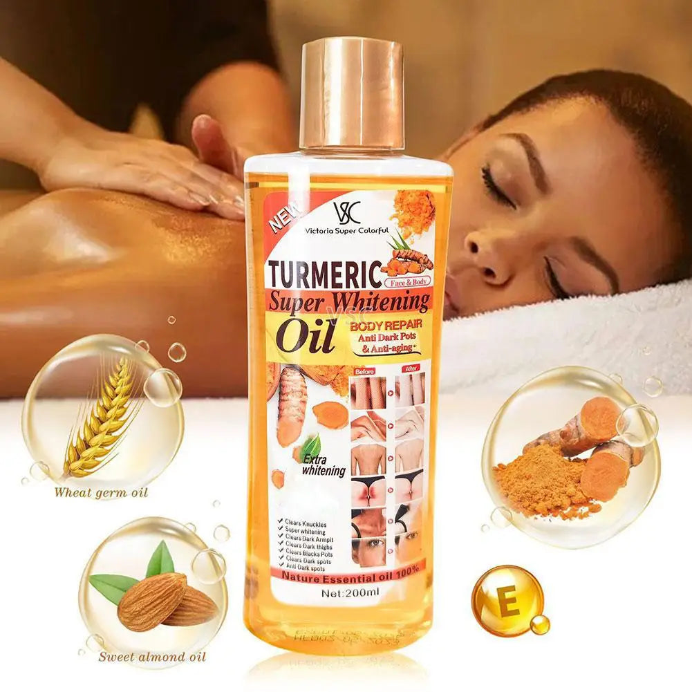 200ml Turmeric Face Body Serum Oil Clear Skin Tone Turmeric Face Serum Oil Moisturizing Skin Care