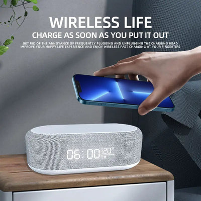 Wireless Charger Alarm Clock Time LED Light Thermometer