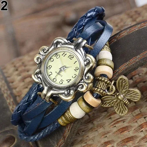 Women's Casual Vintage Multilayer Butterfly Faux Leather