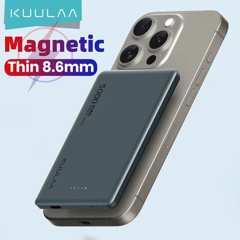 KUULAA Magsafe Power Bank 5000mAh Magnetic Wireless Phone Charger External Battery 20W Fast Charging For iPhone 15 14 PowerBank