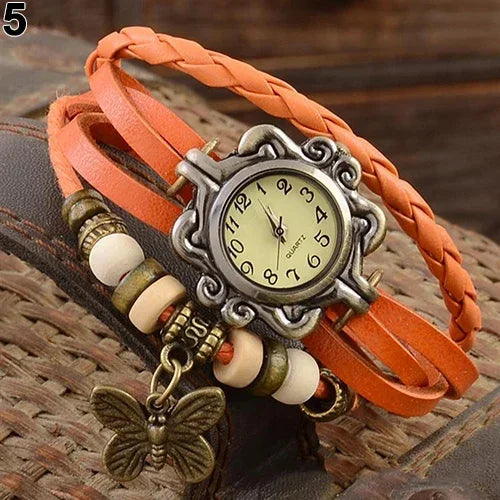 Women's Casual Vintage Multilayer Butterfly Faux Leather