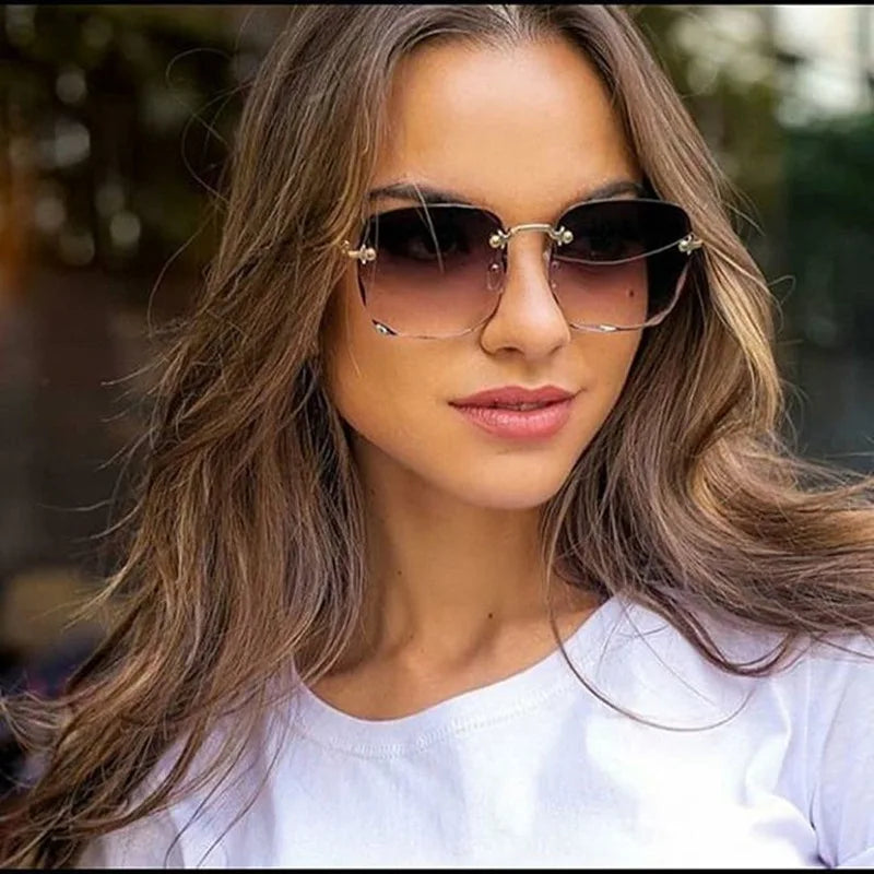 New Rimless Women's Sunglasses Fashion Gradient