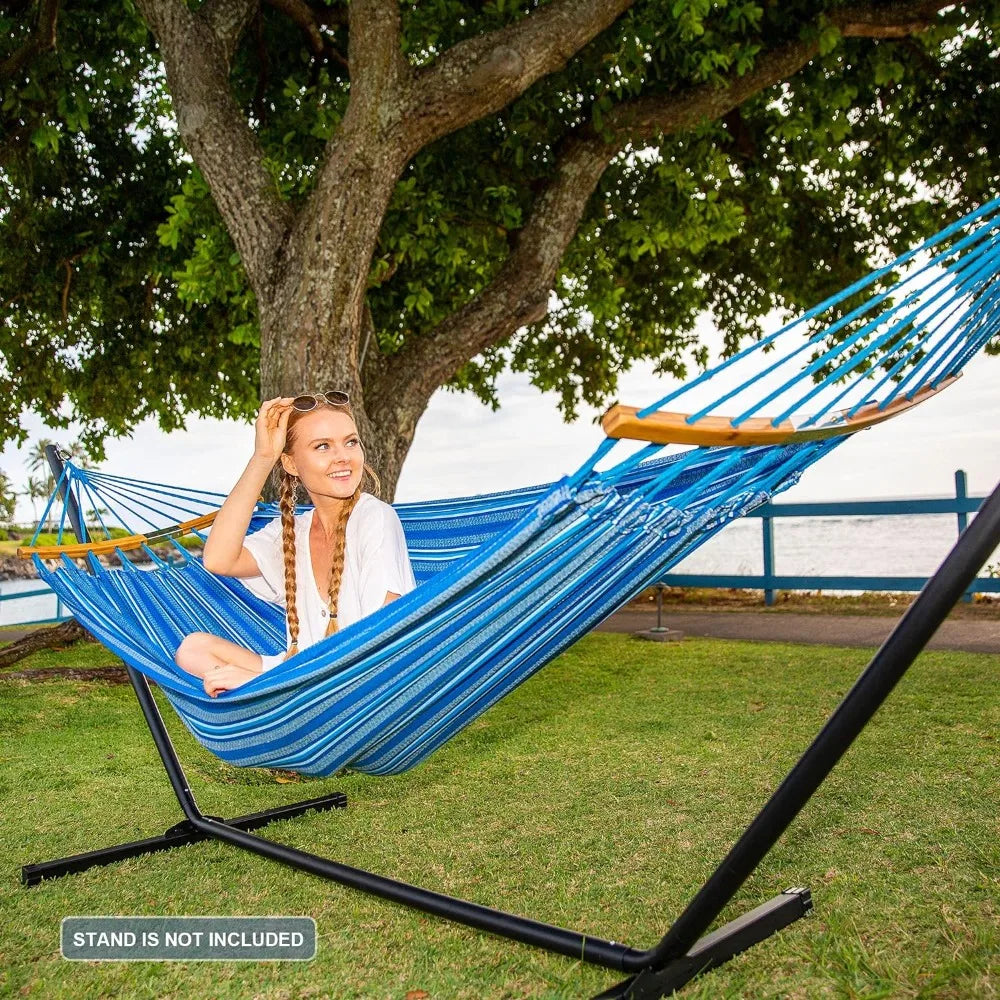 Hammocks Double Hammock with Curved Spreader Bar, Outdoor Portable Hammock with Carrying Bag & Tree Straps for Bedroom，Patio